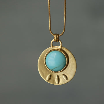 Turquoise Gold Necklace • December Birthstone Jewelry • Boho Gemstone Pendant • Handmade Gold Statement Necklace